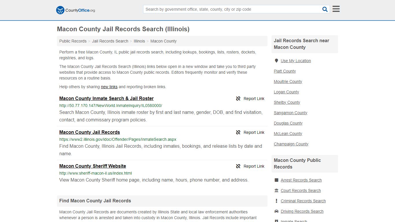 Jail Records Search - Macon County, IL (Jail Rosters & Records)